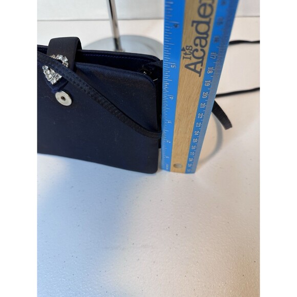 Saks Fifth Avenue Vintage Italy Black Satin Cocktail Purse With Jewel Clasp - Picture 11 of 11